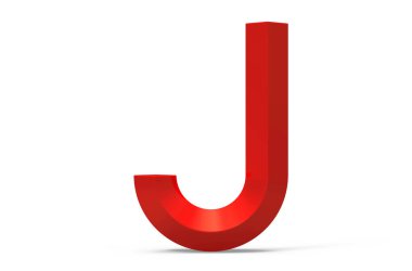 3D render kırmızı eğimli alfabe J