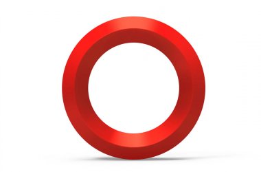 3D render kırmızı eğimli alfabesi O