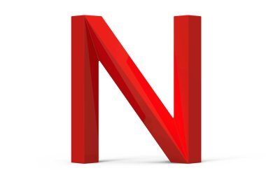 3D render kırmızı eğimli alfabe N