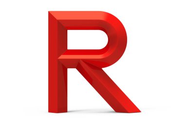 3D render kırmızı eğimli alfabesi R