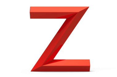 3D render kırmızı eğimli alfabe Z