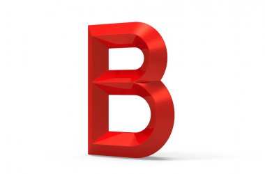 3D render kırmızı eğimli alfabe B