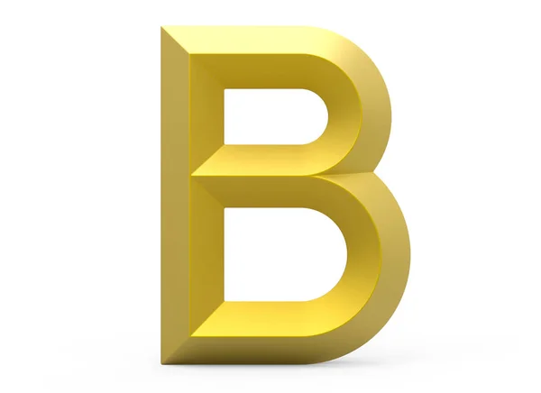 3D renderizar dourado chanfrado alfabeto B — Fotografia de Stock