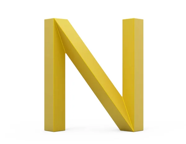 3D render golden beveled alphabet N — Stock Photo, Image