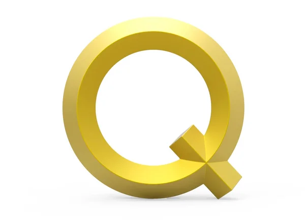 3D render golden beveled alphabet Q — Stock Photo, Image