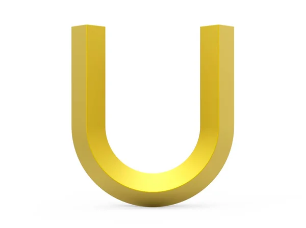 3D render golden beveled alphabet U — Stock Photo, Image