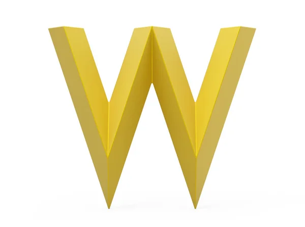 3D render golden beveled alphabet W — Stock Photo, Image