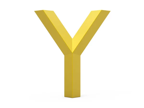 Rendi 3D alfabeto smussato dorato Y — Foto Stock