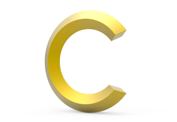 3D renderizar el alfabeto biselado dorado C — Foto de Stock