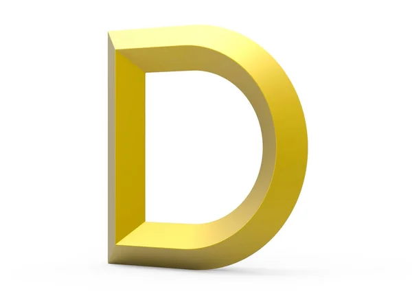 3D render emas beveled alfabet D — Stok Foto
