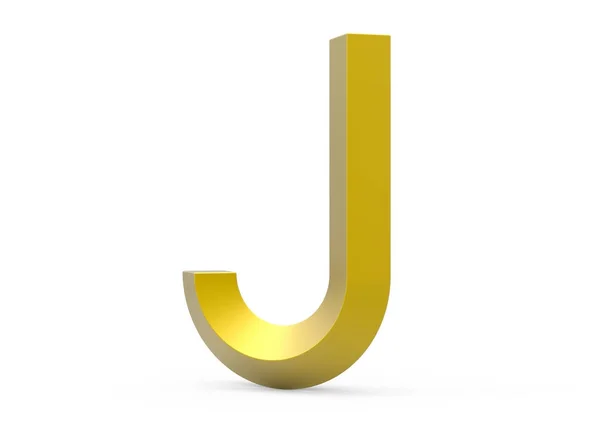 Rendi 3D alfabeto smussato dorato J — Foto Stock