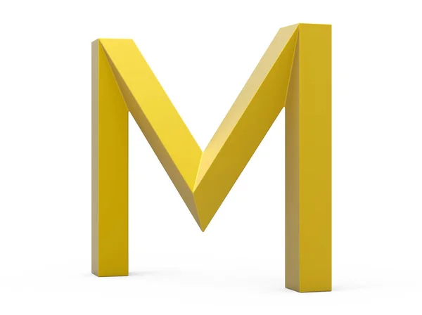 3D візуалізація золотистої скошеної абетки M — стокове фото
