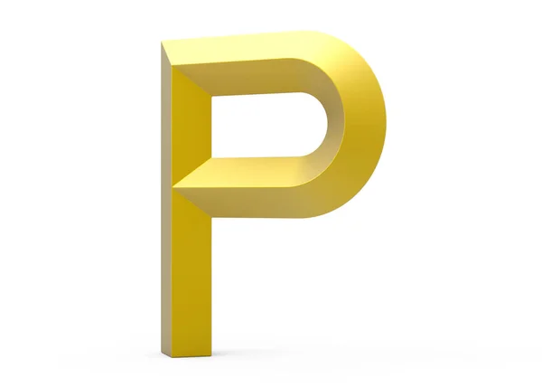 3D render gouden afgeschuinde alfabet P — Stockfoto