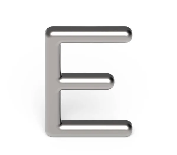 3D визуализация металлического алфавита E — стоковое фото