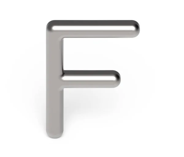 3D визуализация металлического алфавита F — стоковое фото