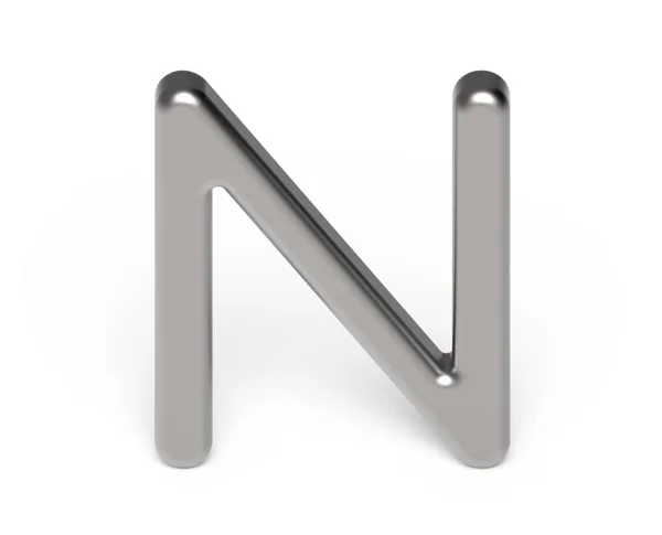 3D візуалізація металевого алфавіту N — стокове фото