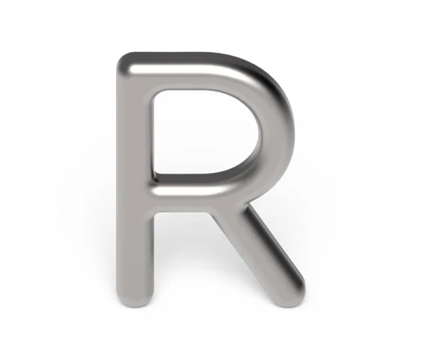 3D визуализация металлического алфавита R — стоковое фото
