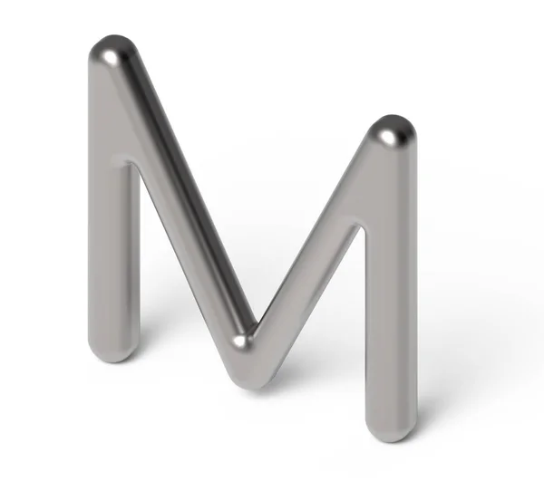 3D render metalik alfabe M — Stok fotoğraf