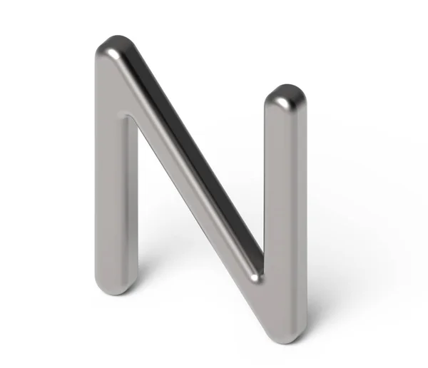 3D rendern metallisches Alphabet n — Stockfoto