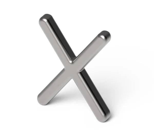 3D візуалізація металевого алфавіту X — стокове фото