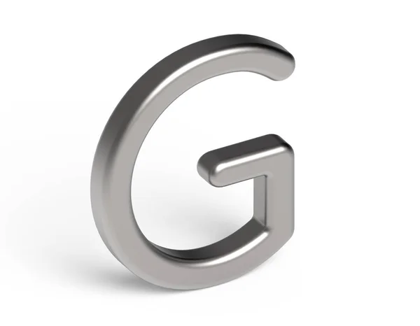 3D визуализация металлического алфавита G — стоковое фото