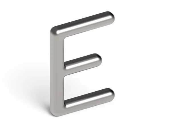 3D render metalicznej alfabet E — Zdjęcie stockowe