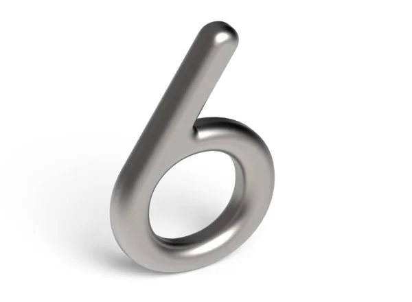 3D render metallic number 6 — Stock Photo, Image