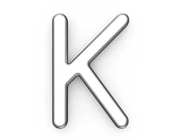 3D визуализация металлического алфавита K — стоковое фото