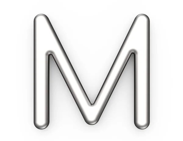3D визуализация металлического алфавита M — стоковое фото
