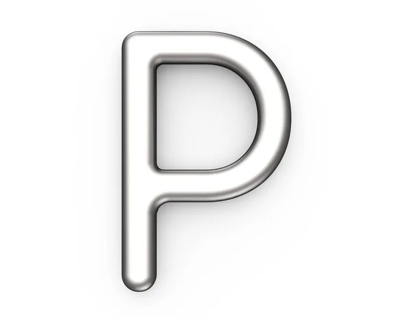 3D візуалізація металевий алфавіт P — стокове фото