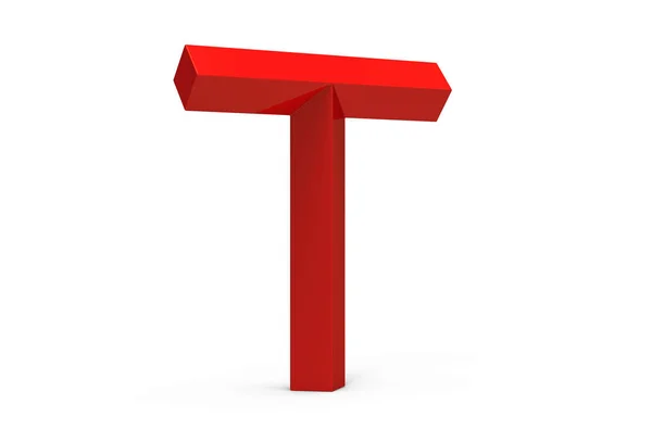 3D render red beveled alphabet T — Stock Photo, Image