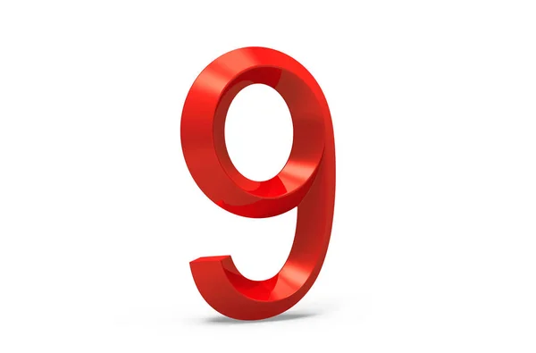3d 렌더링 빨간 경사진된 번호 9 — 스톡 사진