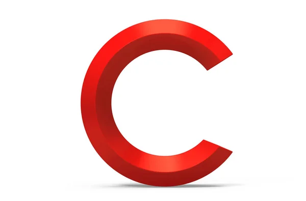 3D render red beveled alphabet C — Stock Photo, Image