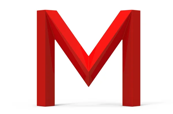 3D-Darstellung rotes abgeschrägtes Alphabet m — Stockfoto