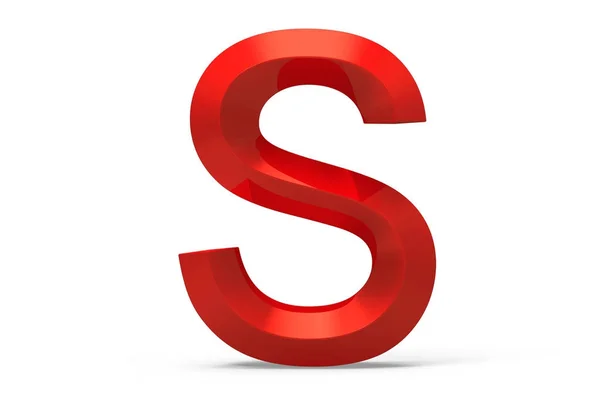 3D render red beveled alphabet S — Stok Foto