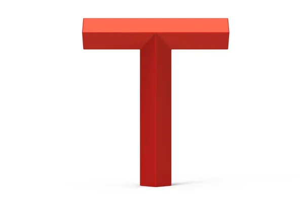 3D render red beveled alphabet T — Stock Photo, Image