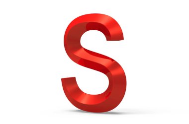 3D render kırmızı eğimli alfabe S