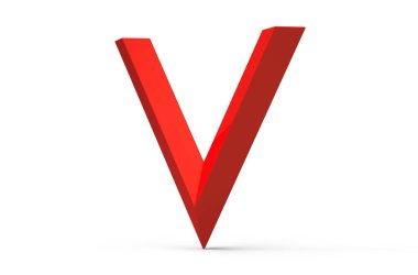 3D render kırmızı eğimli alfabe V