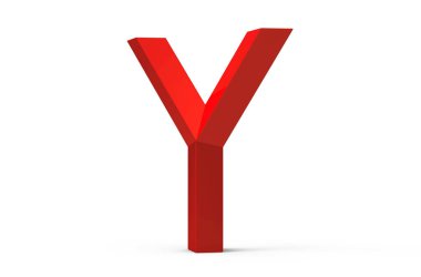 3D render kırmızı eğimli alfabe Y