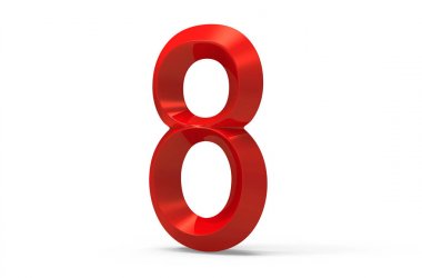 3D render kırmızı eğimli sayı 8