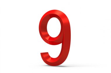 3D render kırmızı eğimli sayı 9