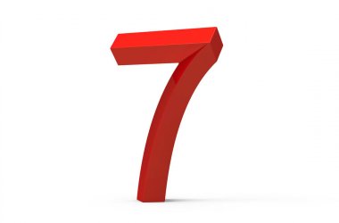 3D render kırmızı eğimli sayı 7