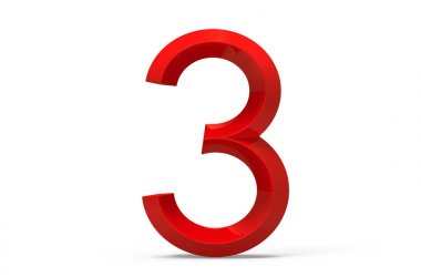 3D render kırmızı eğimli sayı 3