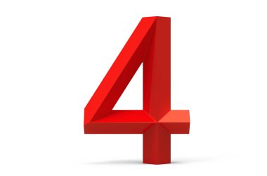 3D render kırmızı eğimli sayı 4