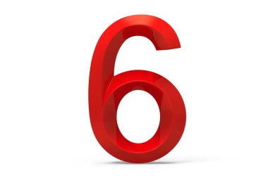 3D render kırmızı eğimli numarası 6
