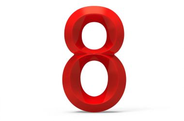 3D render kırmızı eğimli sayı 8