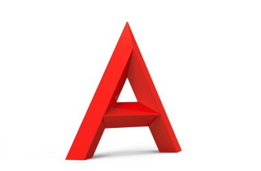 3D render kırmızı eğimli alfabesi A