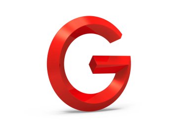 3D render kırmızı eğimli alfabe G