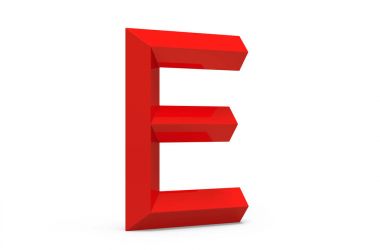 3D render kırmızı eğimli alfabe E