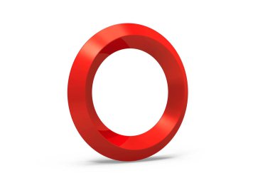 3D render kırmızı eğimli alfabesi O